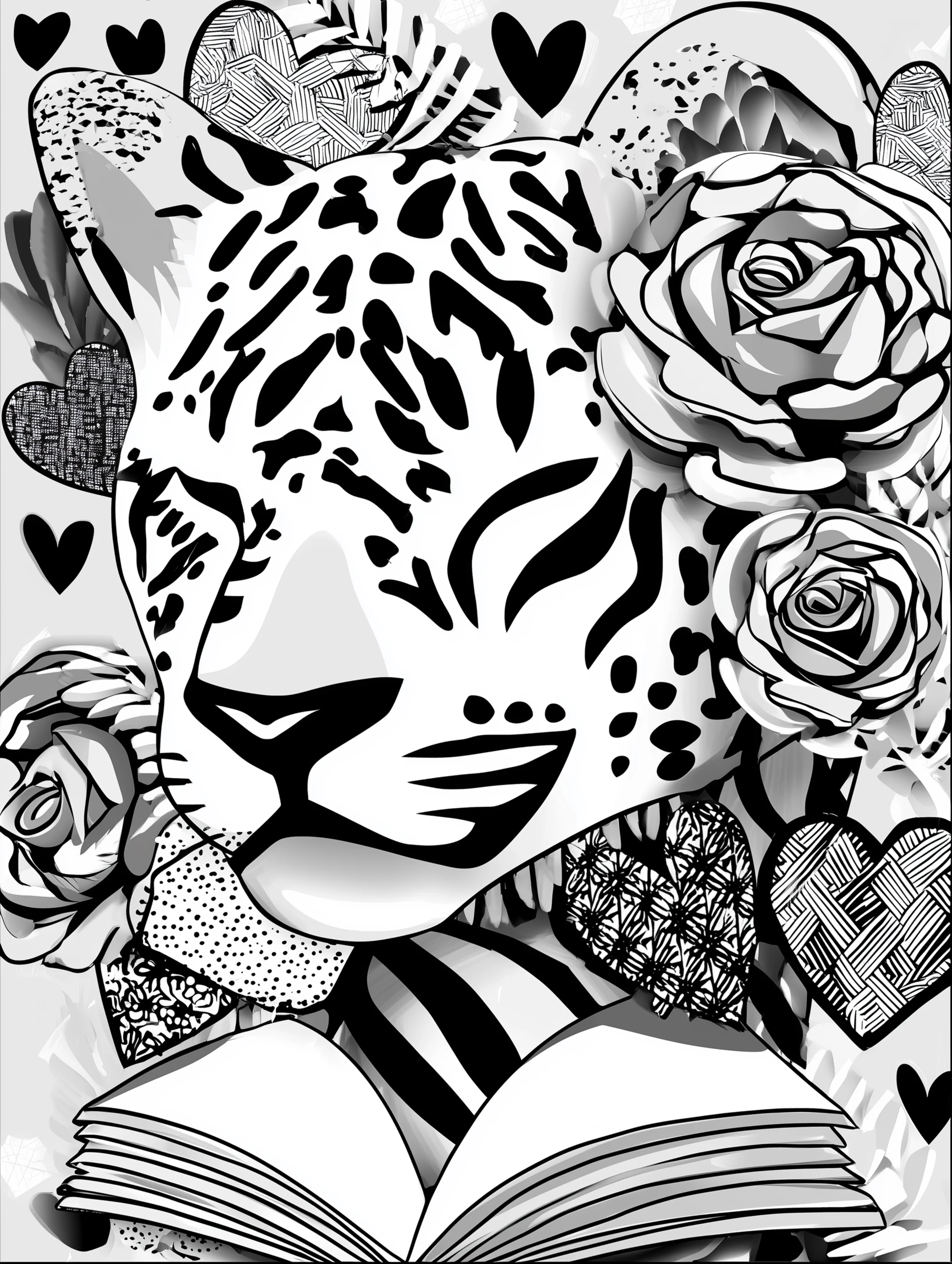 Free cheetah printable coloring page featuring a cheetah reading a book